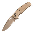 Hogue - SIG K320® Manual Folder (M17/M18) 3.5" Drop Point Blade (Partially Serrated) - Coyote PVD Coyote Tan Polymer Frame