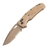 Hogue - SIG K320® Manual Folder (M17/M18) 3.5" Drop Point Blade (Partially Serrated) - Coyote PVD Coyote Tan Polymer Frame