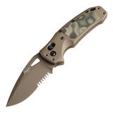 Hogue - SIG K320® AXG Manual Folder (Scorpion) 3.5" Drop Point Blade (Partially Serrated) - FDE Cerakote FDE Aluminum Frame & G-Mascus Green G10 Insert