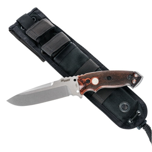 Hogue - SIG EX-F01 Fixed Blade (Stainless Elite) 5.5" Drop Point Blade - Stone Tumbled Reinforced Rosewood Scales