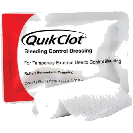 QuikClot - EMS Gauze, 3" x 4' Z-Fold Hemostatic Dressing