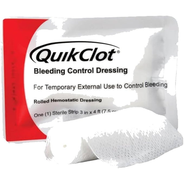 QuikClot - EMS Gauze, 3" x 4' Z-Fold Hemostatic Dressing