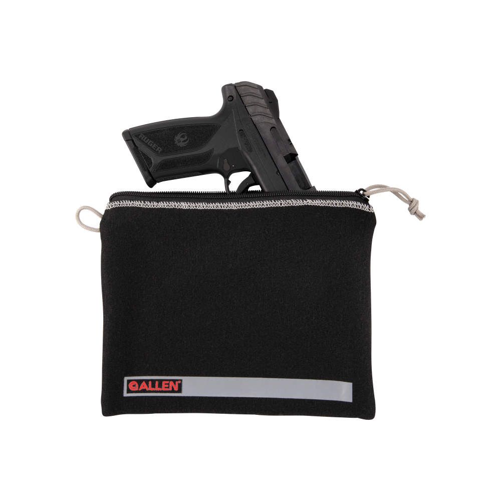 Allen Company - Lockable Handgun Storage Pouch with Writeable ID Label, Full-Size 7" to 9" Handguns, Black