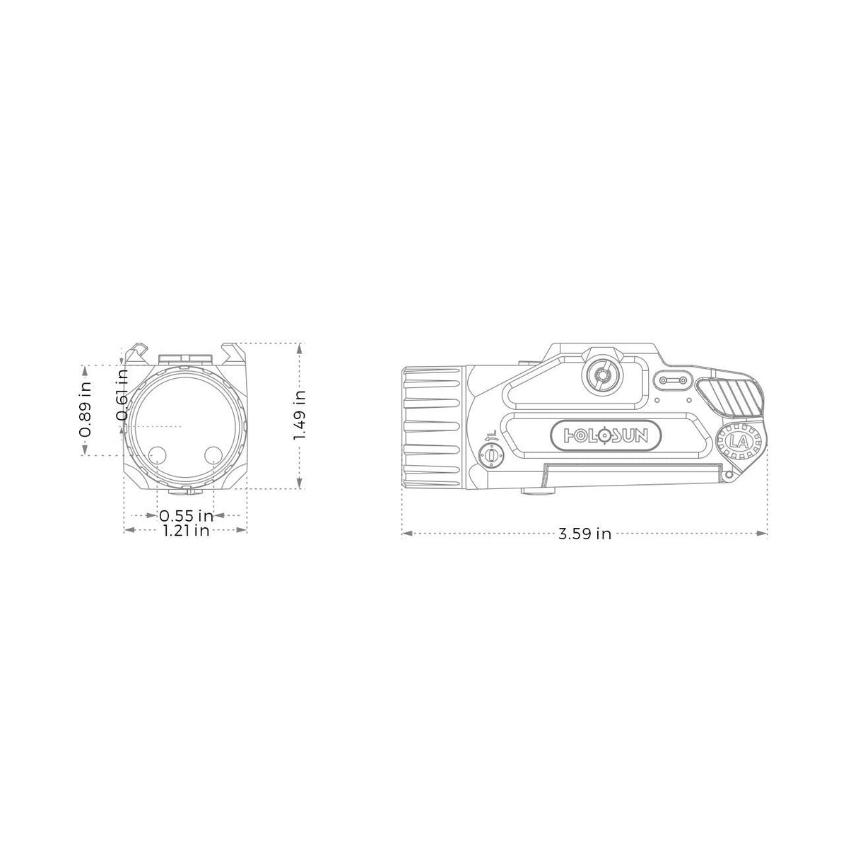 Holosun - P.ID Dual Tactical Pistol Light and Laser: 800 Lumen White Light with Visible and IR Lasers