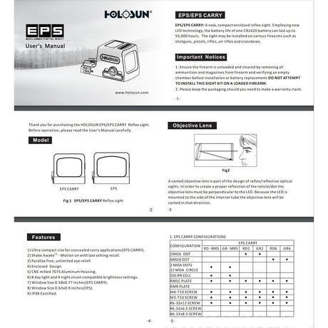 Holosun - EPS Enclosed Handgun Sight (Red or Green Dot, 2 MOA or 6 MOA Variants)