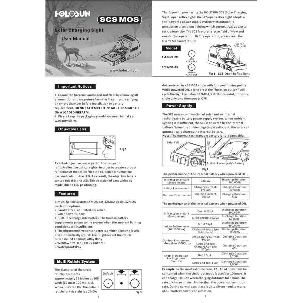 Holosun - SCS MOS Solar Charging Sight for GLOCK™ MOS Systems