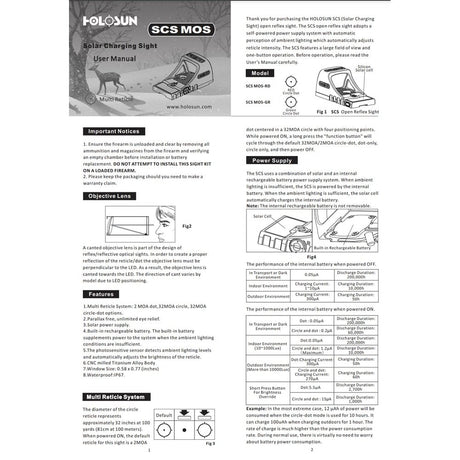 Holosun - SCS MOS Solar Charging Sight for GLOCK™ MOS Systems
