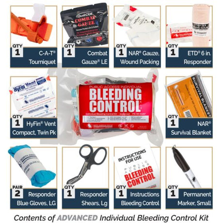 North American Rescue - Public Access Individual Bleeding Control Kit - Vacuum Sealed