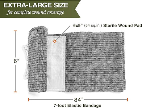 Swiss Safe - 6 Inch Israeli Bandage Trauma Kit - Sterile Elastic Compression Bandage