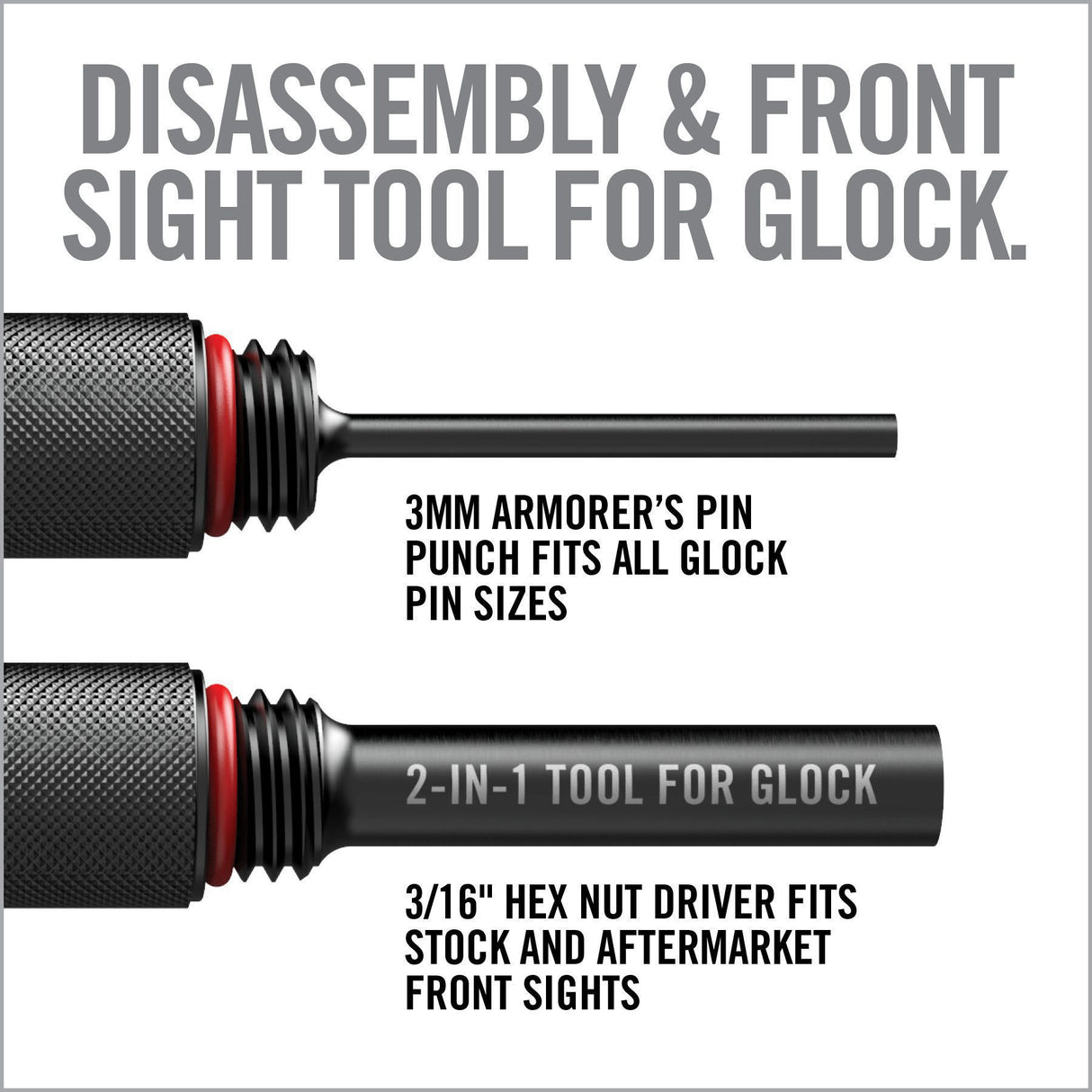 Real Avid - 2-IN-1 Tool™ for Glock - Armorer’s Combination Disassembly & Front Sight Tool