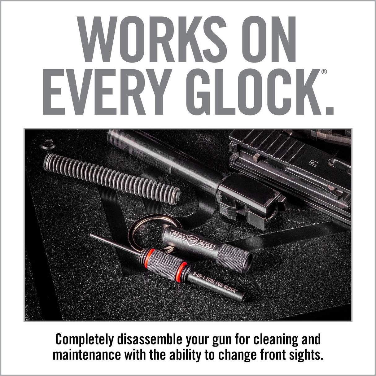 Real Avid - 2-IN-1 Tool™ for Glock - Armorer’s Combination Disassembly & Front Sight Tool