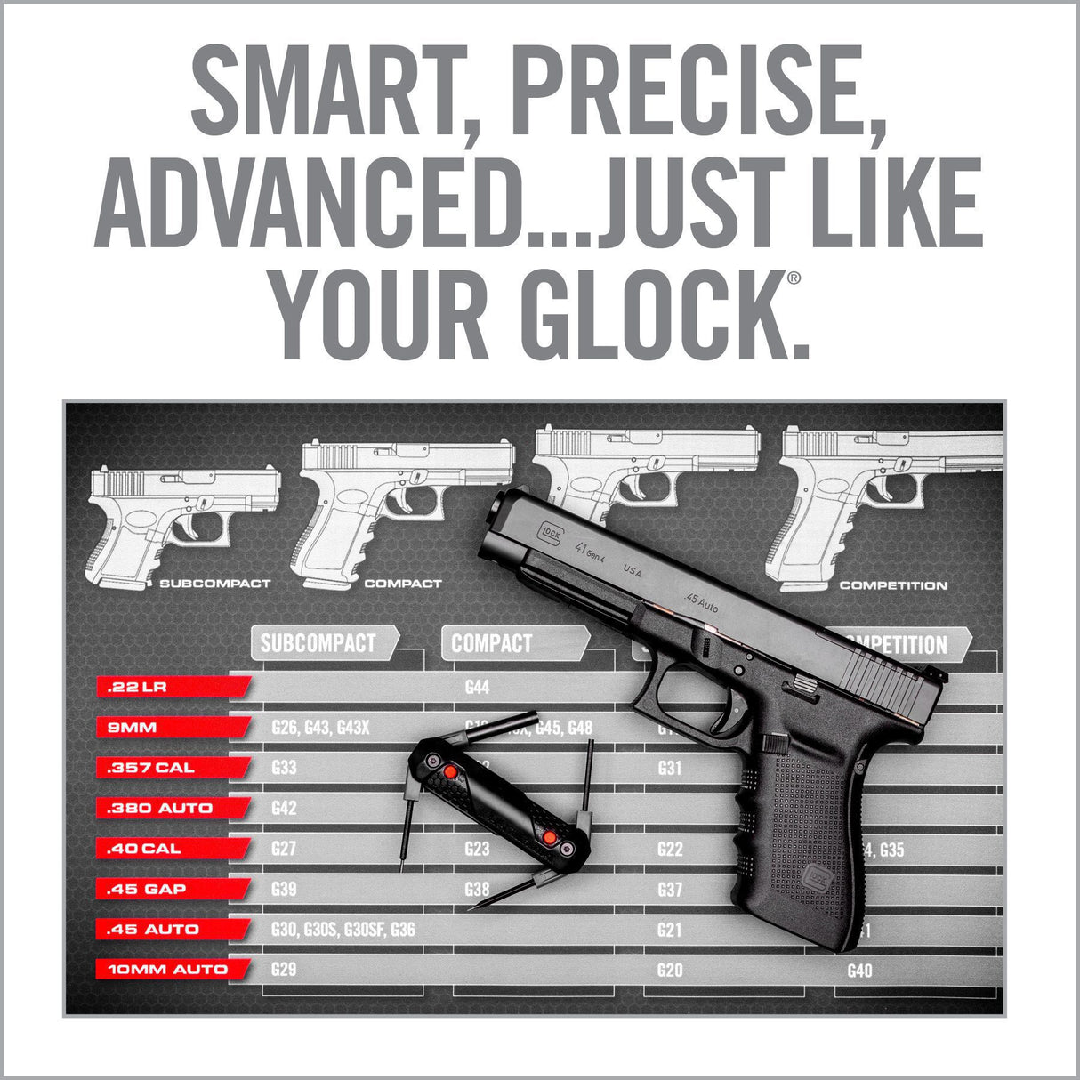 Real Avid - 4-In-1 Tool™ for Glock - Push Button Deployment of 4 Glock-Specific Tools