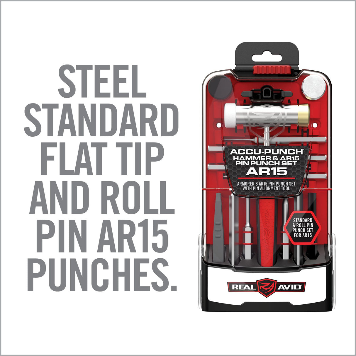 Real Avid - ACCU-PUNCH® Hammer & AR15 Pin Punch Set - Armorer’s AR15 Pin Punch Set with Pin Alignment Tool