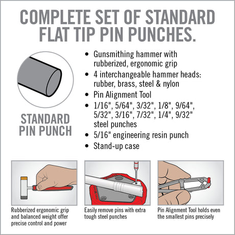 Real Avid - ACCU-PUNCH® Hammer & AR15 Pin Punch Set - Armorer’s AR15 Pin Punch Set with Pin Alignment Tool