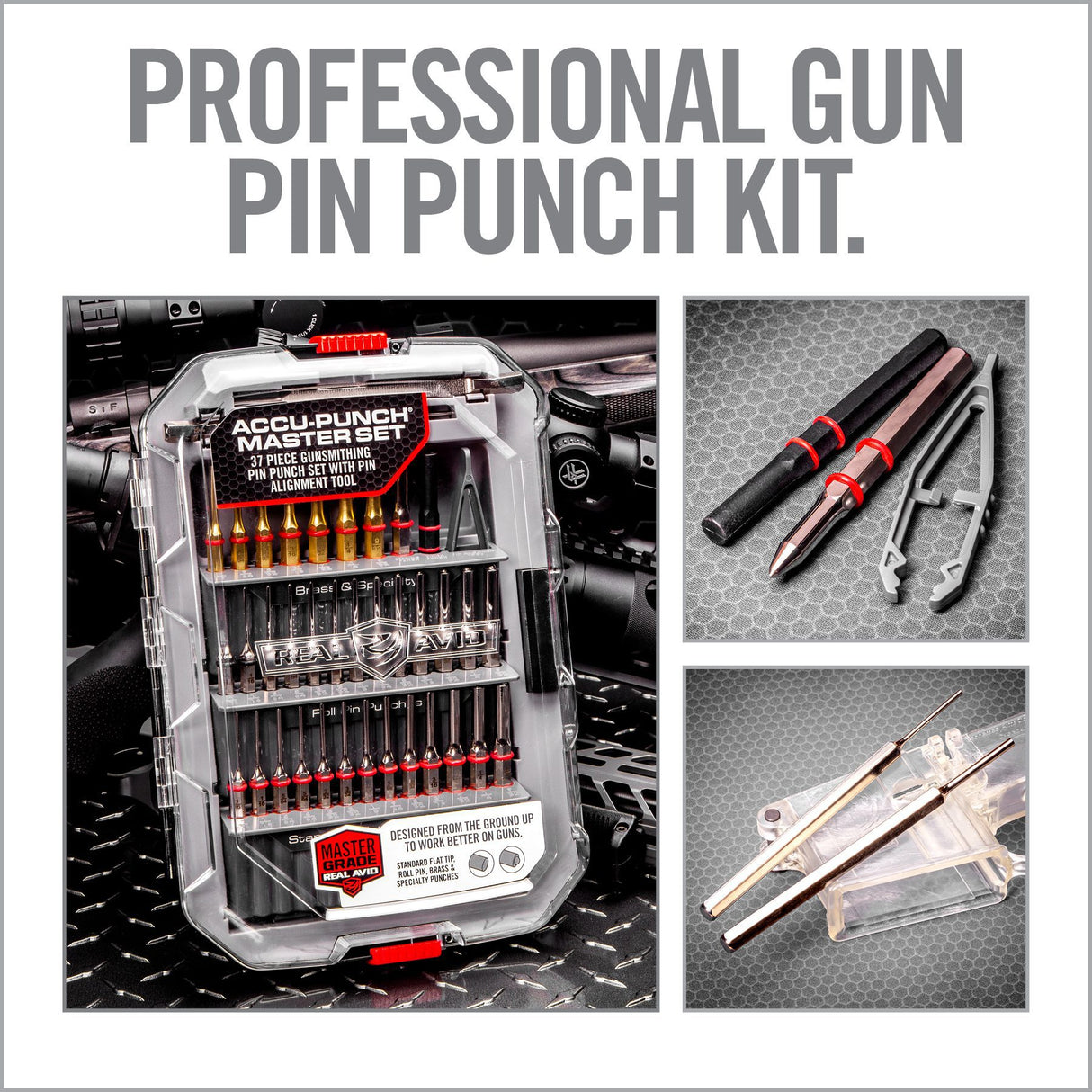 Real Avid - ACCU-PUNCH® Master Set - 37-Piece Gunsmithing Pin Punch Set with Pin Alignment Tool