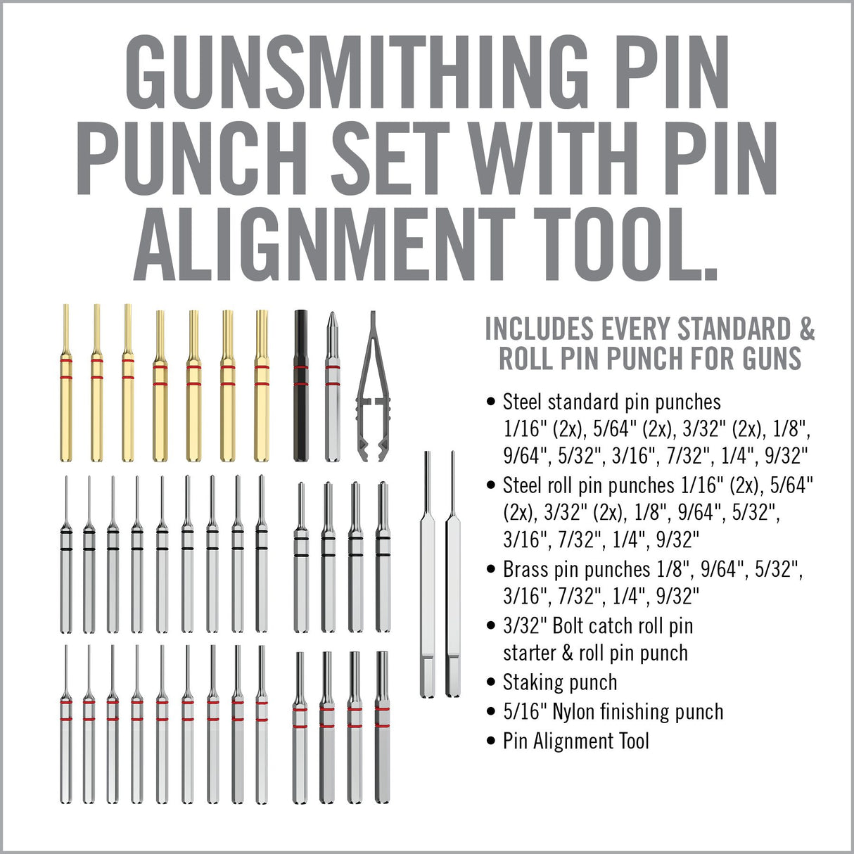 Real Avid - ACCU-PUNCH® Master Set - 37-Piece Gunsmithing Pin Punch Set with Pin Alignment Tool