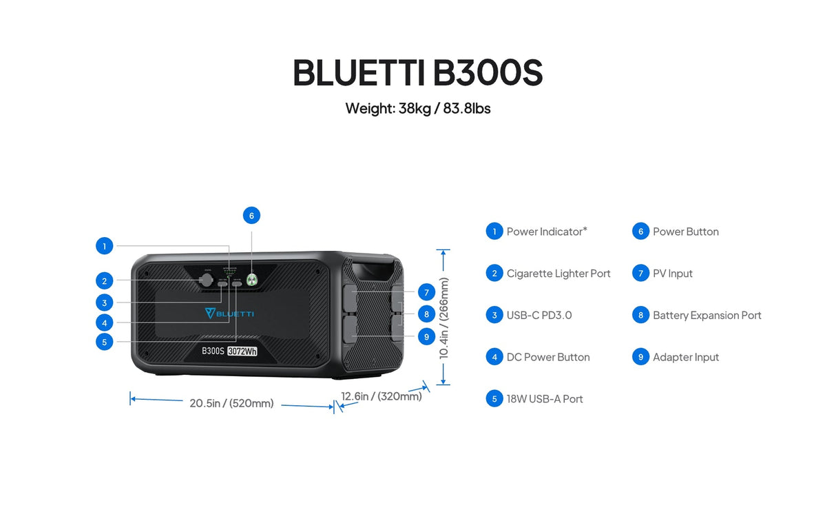 BLUETTI B300S Expansion Battery | 3,072Wh ( Only Works With AC500 )