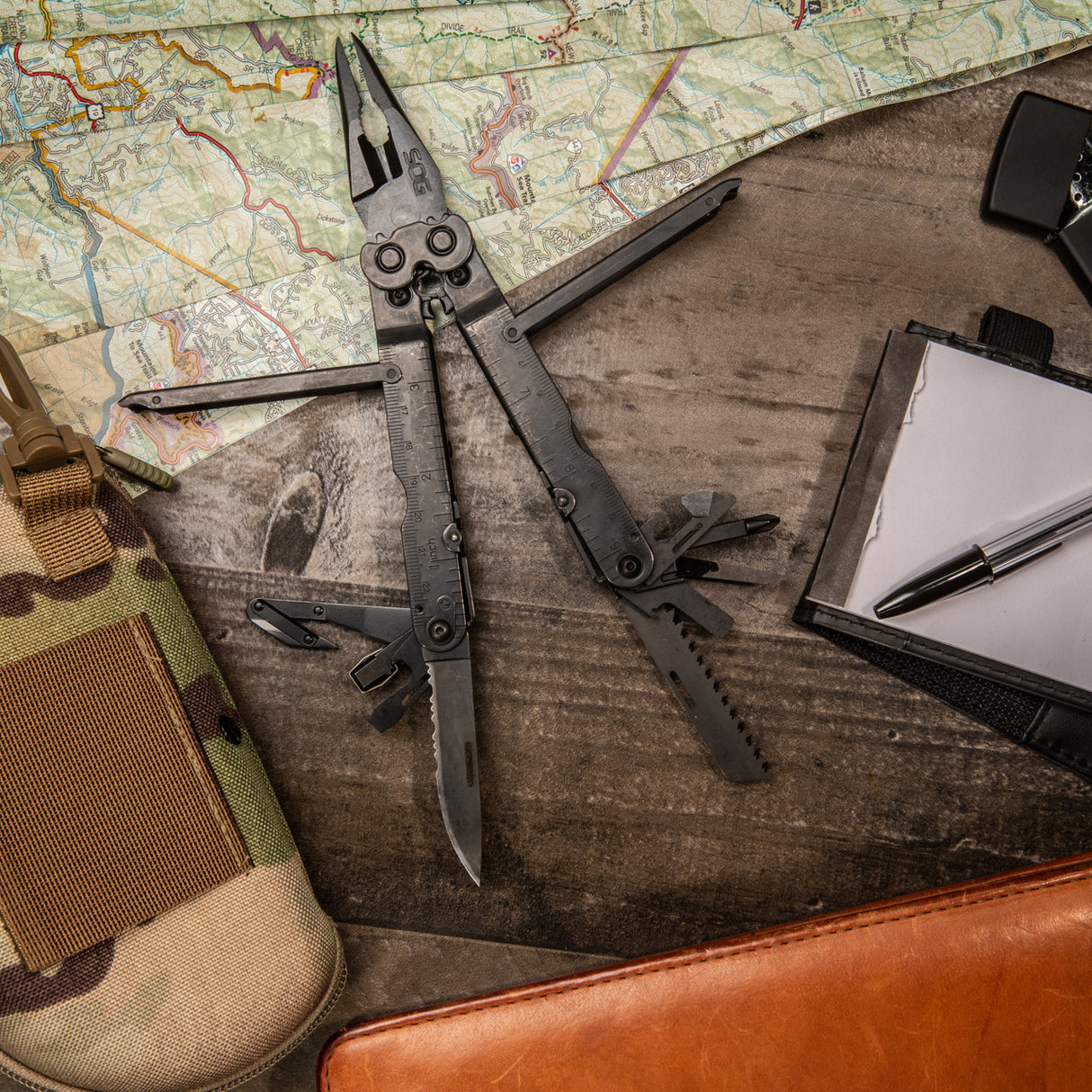 SOG - PowerLock EOD, V-Cutter, 18 Tool Multi-Tool, V-Cutter, Black, Includes Nylon Sheath