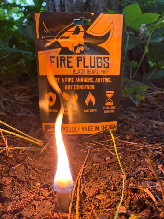 Black Beard Fire Plugs – Waterproof, windproof, and compact fire-starting plugs infused with wax for quick and reliable ignition in any weather.