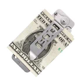 SOG - Cash Card, Folding Knife, 2.75" Clip Point Straight Edge, Silver Stainless Steel Handle, Satin Finish