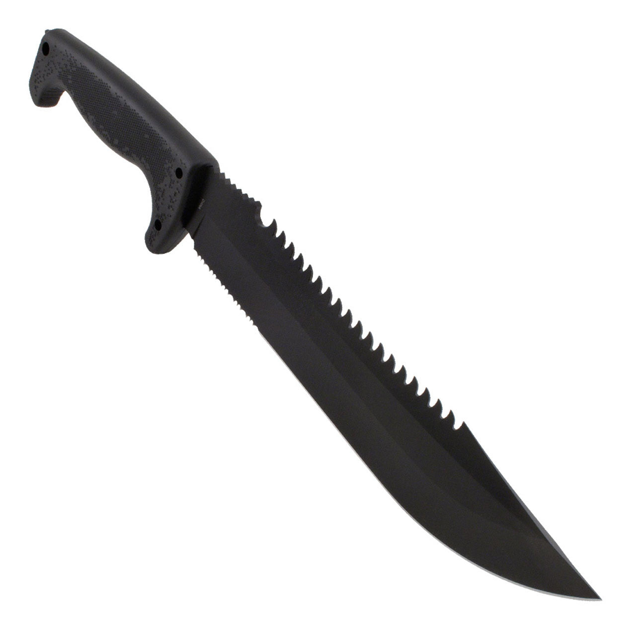 SOG - Fusion, Jungle Primitive, 9.5" Partially Serrated Clip Point, Black Glass Reinforced Nylon Handle, Hardcased Finish, Black, Includes Nylon Sheath