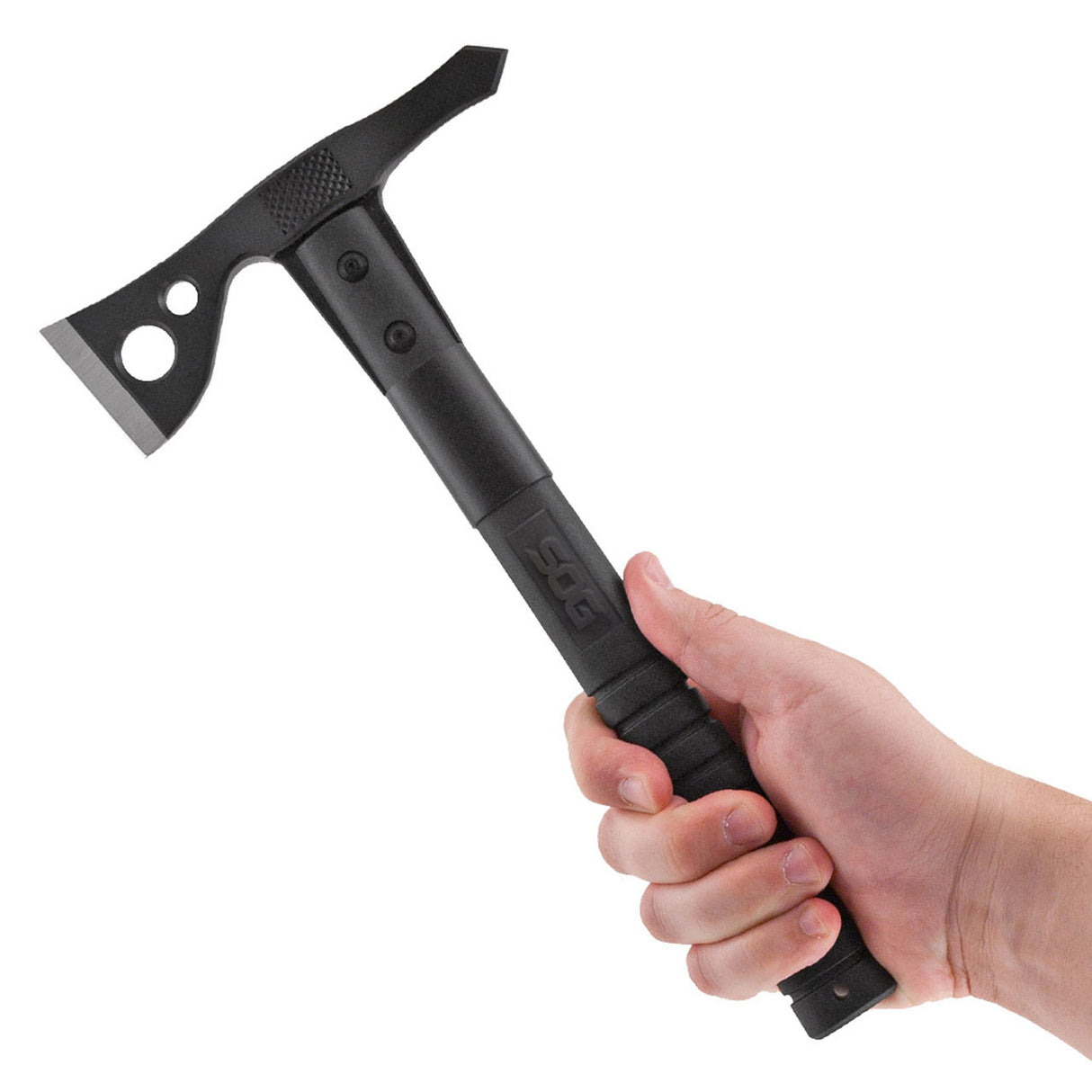 SOG - Fast Hawk, Axe, 2" Straight Edge, Black Glass-Reinforced Nylon Handle, 420 Stainless Steel, Hardcased Finish, Black, Inlcudes Nylon Sheath