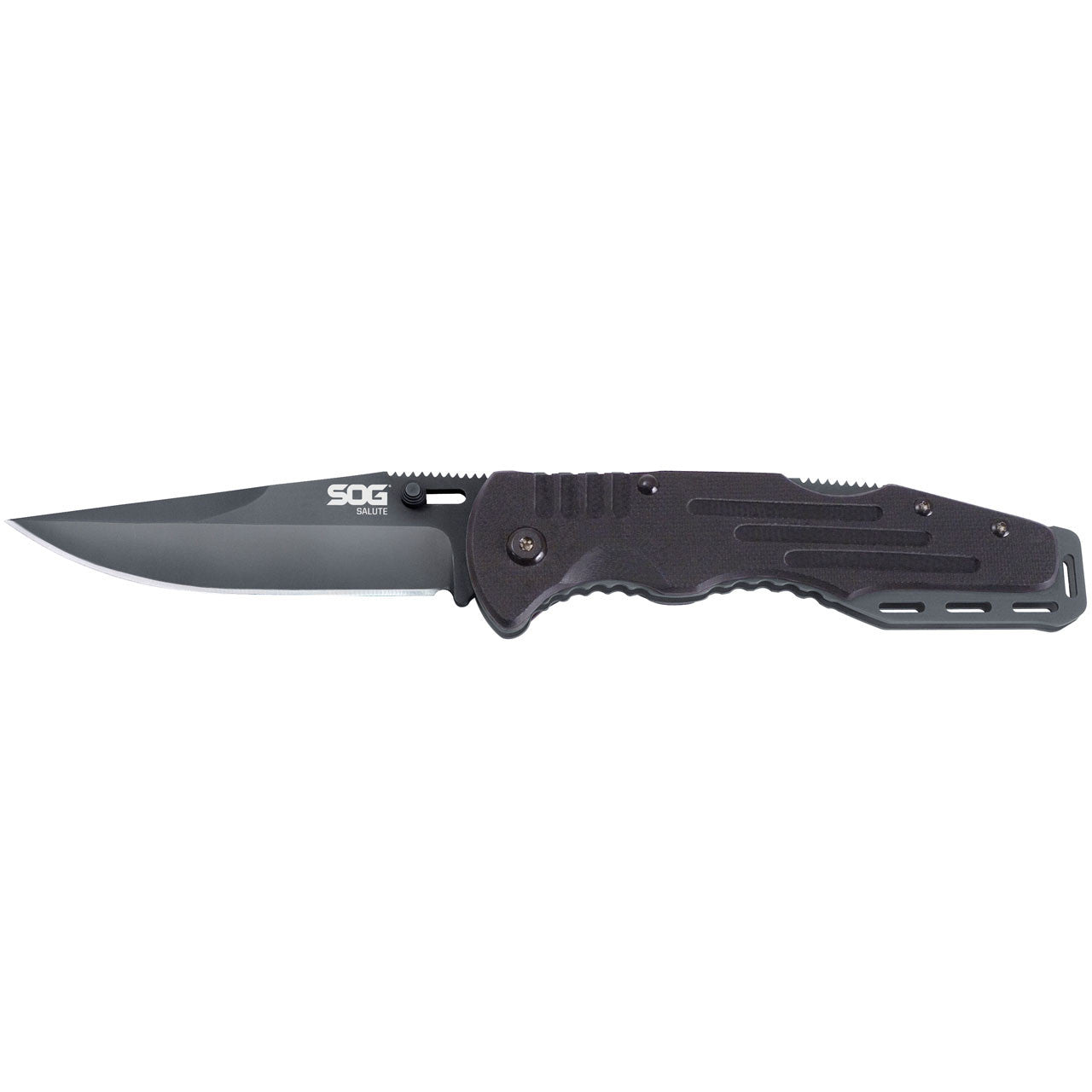 SOG - Fusion, Folding Knife, 3.625" Clip Point Straight Edge, Hardcased Finish, Black