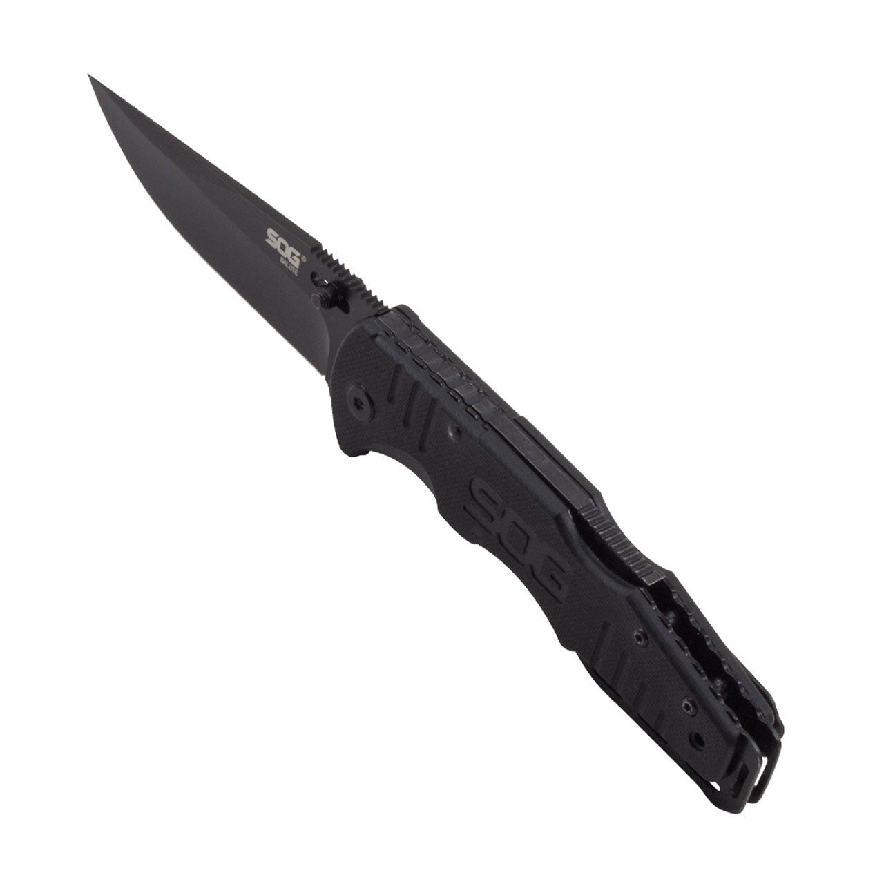 SOG - Fusion, Folding Knife, 3.625" Clip Point Straight Edge, Hardcased Finish, Black