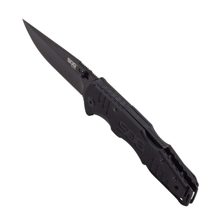 SOG - Fusion, Folding Knife, 3.625" Clip Point Straight Edge, Hardcased Finish, Black