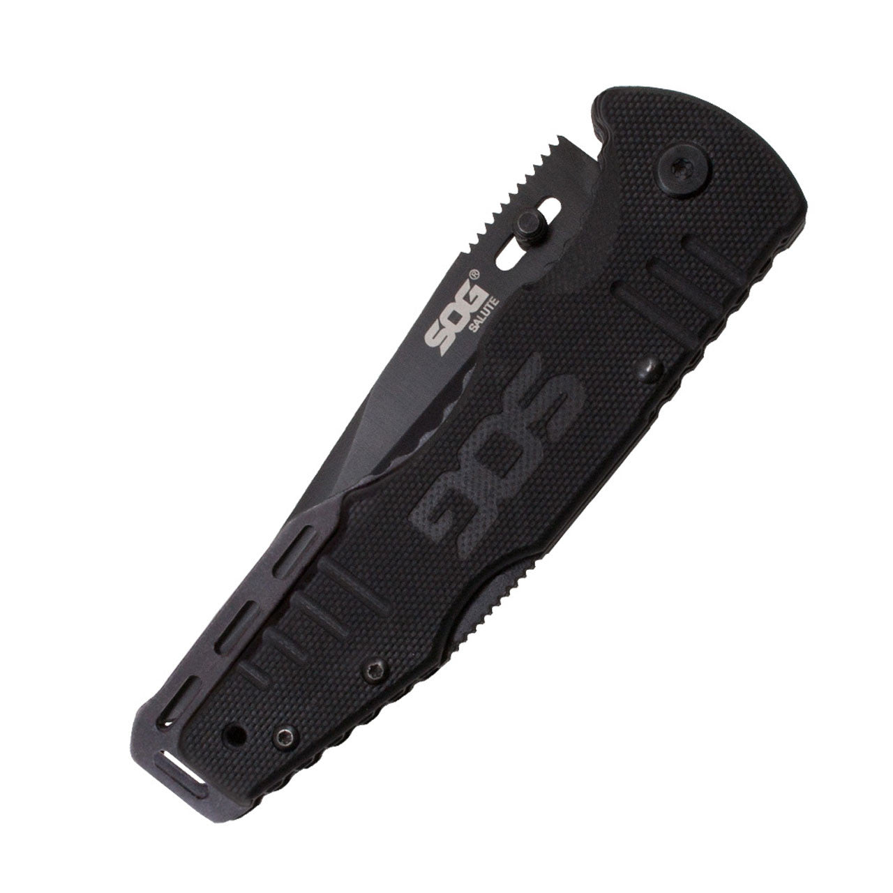 SOG - Fusion, Folding Knife, 3.625" Clip Point Straight Edge, Hardcased Finish, Black