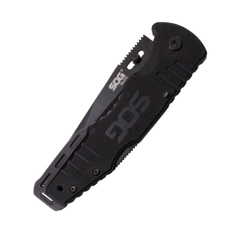 SOG - Fusion, Folding Knife, 3.625" Clip Point Straight Edge, Hardcased Finish, Black