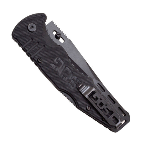 SOG - Fusion, Folding Knife, 3.625" Clip Point Straight Edge, Hardcased Finish, Black