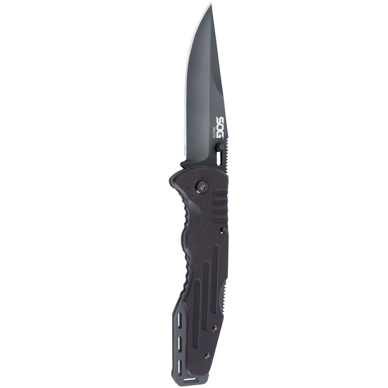SOG - Fusion, Folding Knife, 3.625" Clip Point Straight Edge, Hardcased Finish, Black