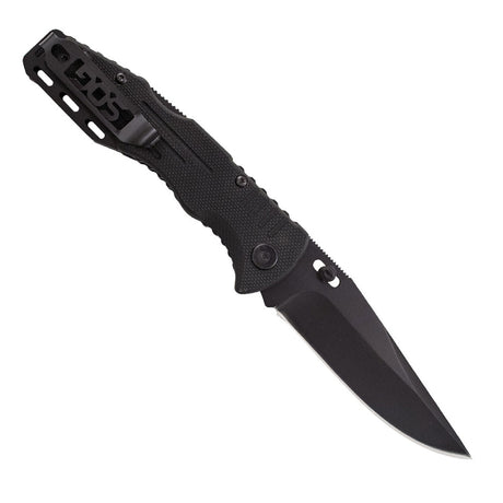 SOG - 3.1" Folding Knife, Clip Point Straight Edge, G10 Handle, Hardcased Black Finish
