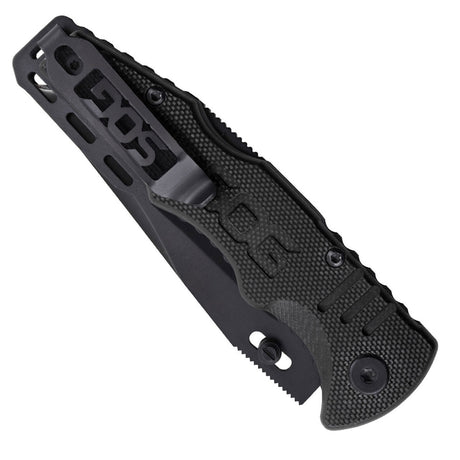 SOG - 3.1" Folding Knife, Clip Point Straight Edge, G10 Handle, Hardcased Black Finish