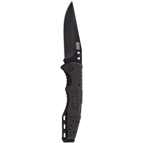 SOG - 3.1" Folding Knife, Clip Point Straight Edge, G10 Handle, Hardcased Black Finish