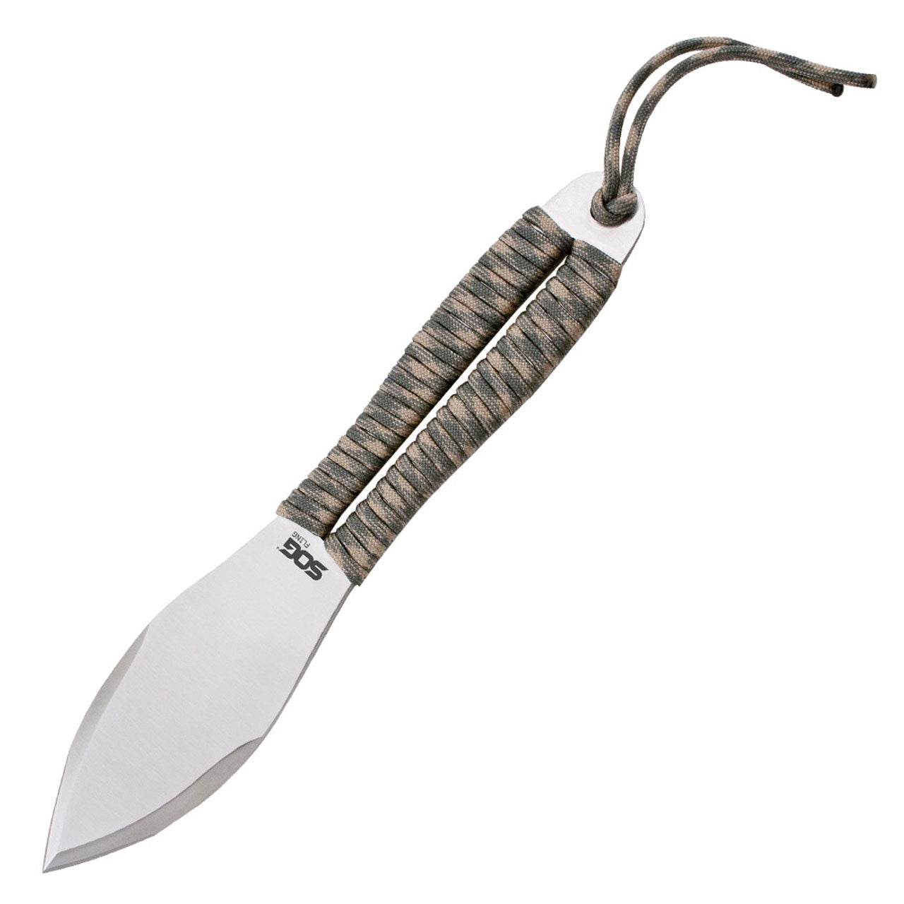 SOG - Throwing Knives - 4.4" Straight Edge Spear Point, Green and Tan Paracord Handle, Satin Finish, Silver, Includes Nylon Sheath, 3 Pack