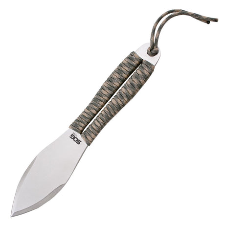 SOG - Throwing Knives - 4.4" Straight Edge Spear Point, Green and Tan Paracord Handle, Satin Finish, Silver, Includes Nylon Sheath, 3 Pack