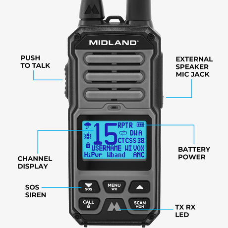 Midland – GXT67 PRO GMRS 5-Watt Waterproof Two-Way Radio
