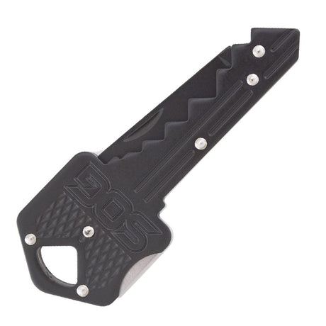 SOG - Key Knife, Compact Lockback Folding Knife with Key-Shaped Design (Available in Black and Brass)