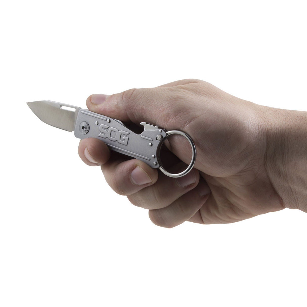 SOG - KeyTron Folding Knife - Compact 1.8" Clip Point Blade with Integrated Bottle Opener