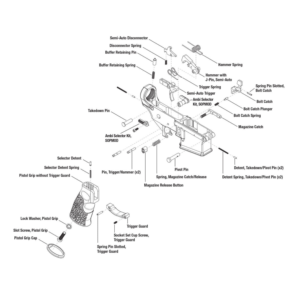 Daniel Defense - Lower Receiver Parts Kit Semi Auto 556