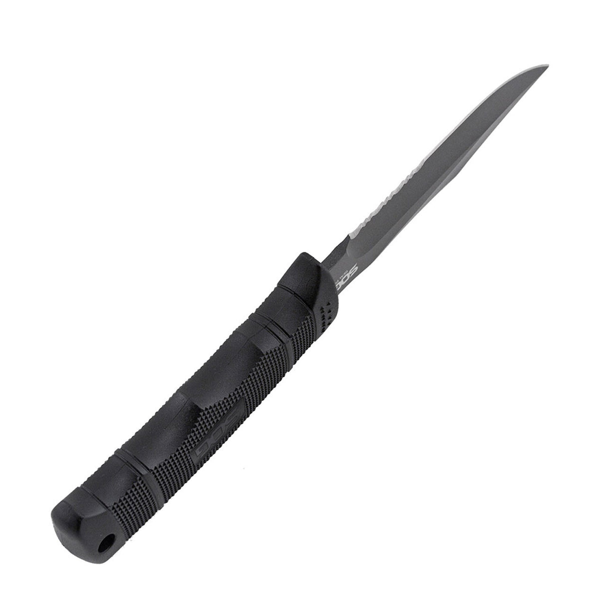 SOG - Seal Pup, Fixed Blade Knife, 4.75" Partially Serrated, Clip Point, Black, Includes Kydex Sheath