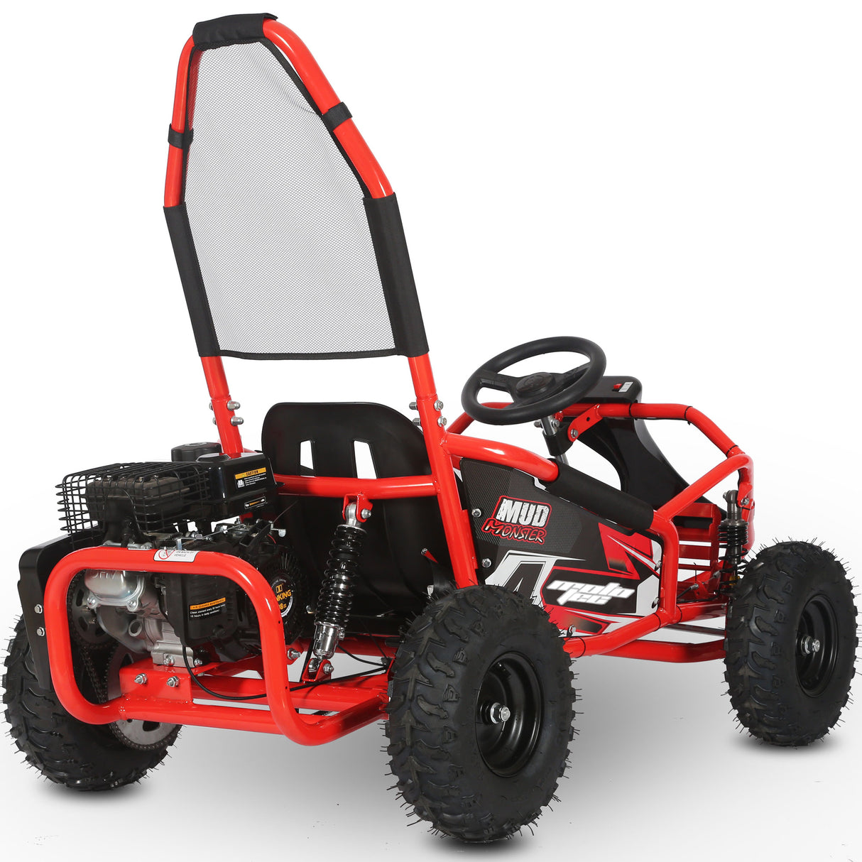 MotoTec Mud Monster Kids Gas Powered 98cc Go Kart Full Suspension, Various Colors