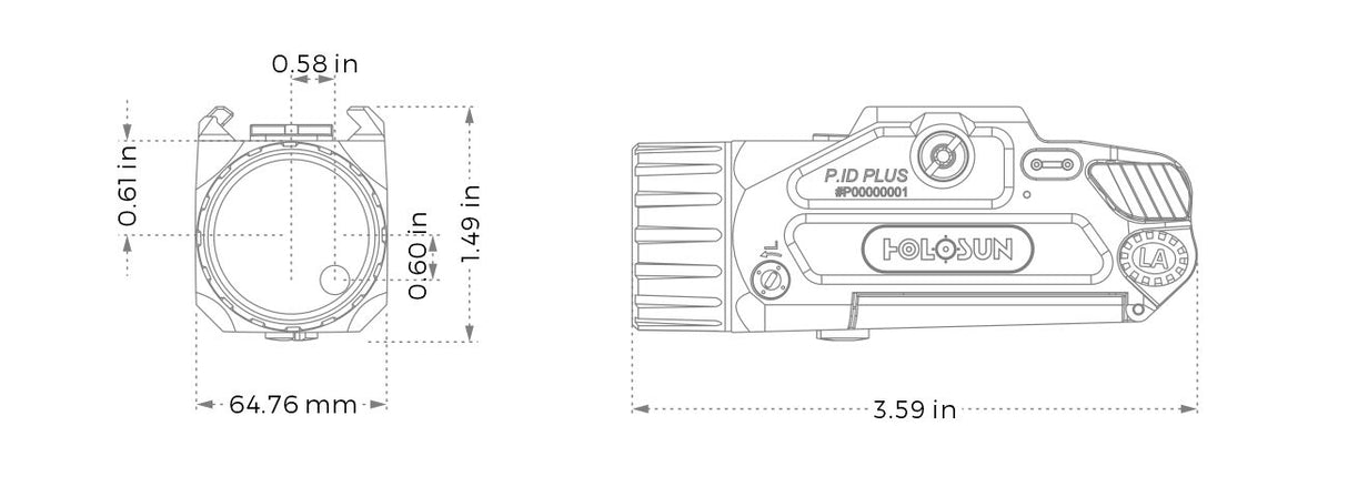 Holosun - P.ID Plus Tactical Pistol Light and Laser: 900 Lumen White Light with Visible Green Laser