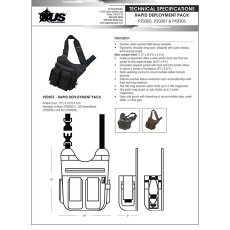 US Peacekeeper - Tactical Rapid Deployment Pack, OD Green