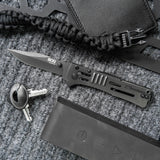SOG - SlimJim, 3.18" Folding Knife, Clip Point Straight Edge, Bead Blasted Stainless Steel Handle, AUS 8 Steel, Hardcased Black Finish, Black