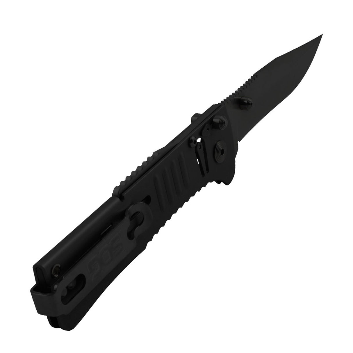 SOG - SlimJim, 3.18" Folding Knife, Clip Point Straight Edge, Bead Blasted Stainless Steel Handle, AUS 8 Steel, Hardcased Black Finish, Black