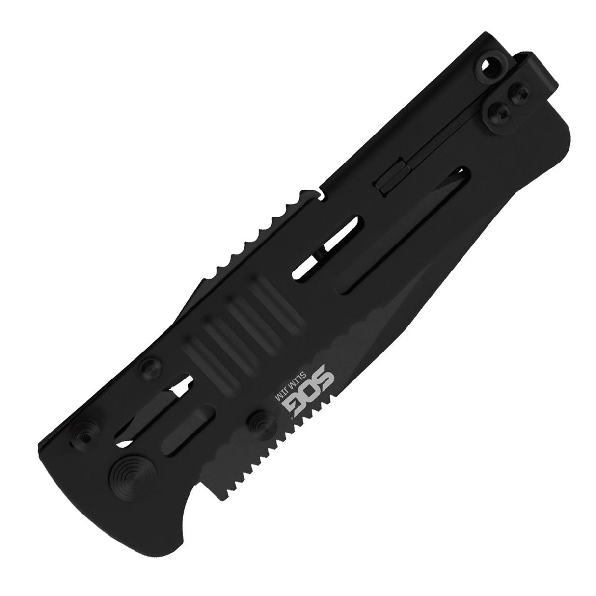 SOG - SlimJim, 3.18" Folding Knife, Clip Point Straight Edge, Bead Blasted Stainless Steel Handle, AUS 8 Steel, Hardcased Black Finish, Black