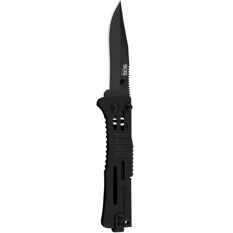 SOG - SlimJim, 3.18" Folding Knife, Clip Point Straight Edge, Bead Blasted Stainless Steel Handle, AUS 8 Steel, Hardcased Black Finish, Black